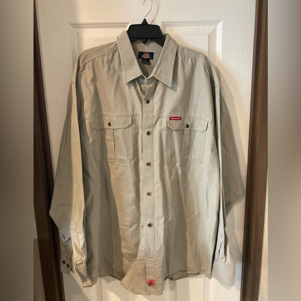 Dickies Beige/Tan Work Shirt with Logo Tag Mens XL